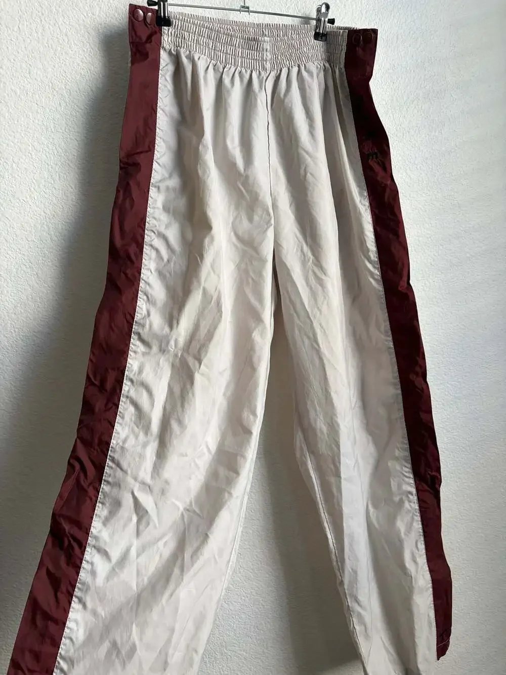 Vintage Nike Men's Tearaway Track Pants Cream Maroon